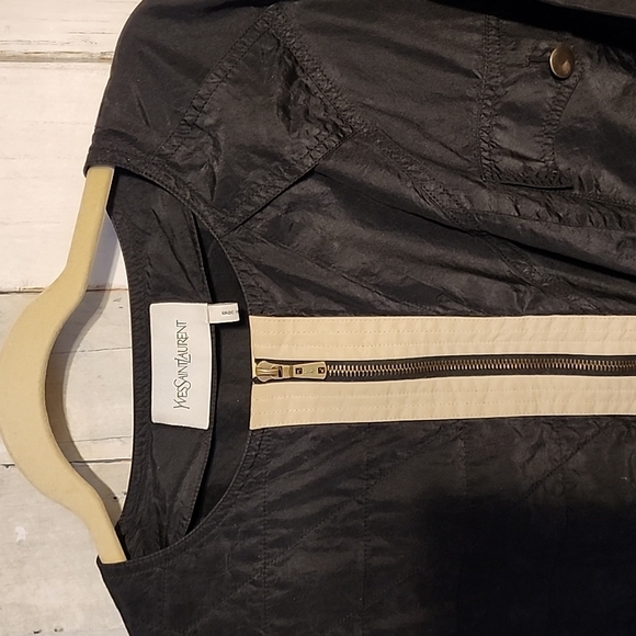 YVES SAINT LAURENT SILK CROPPED BOMBER JACKET. - Picture 4 of 9